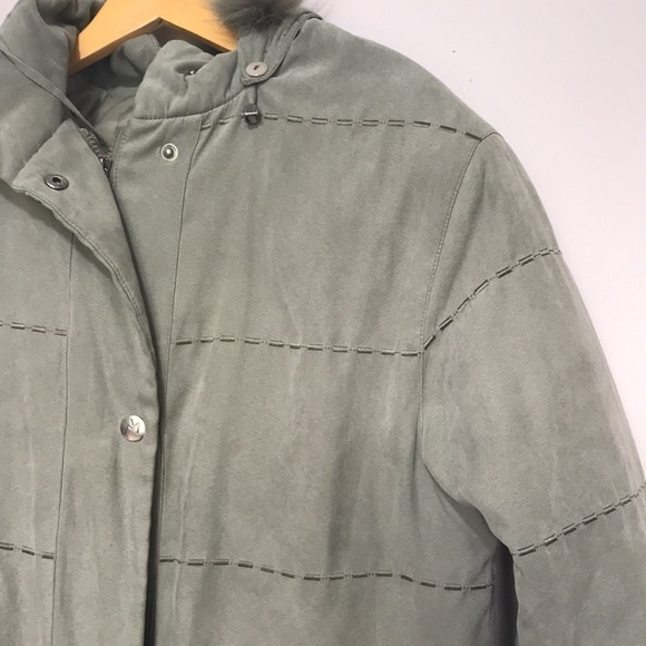 Luba Sage Green Microsuede Embroidered Coat 6 - Picture 2 of 16